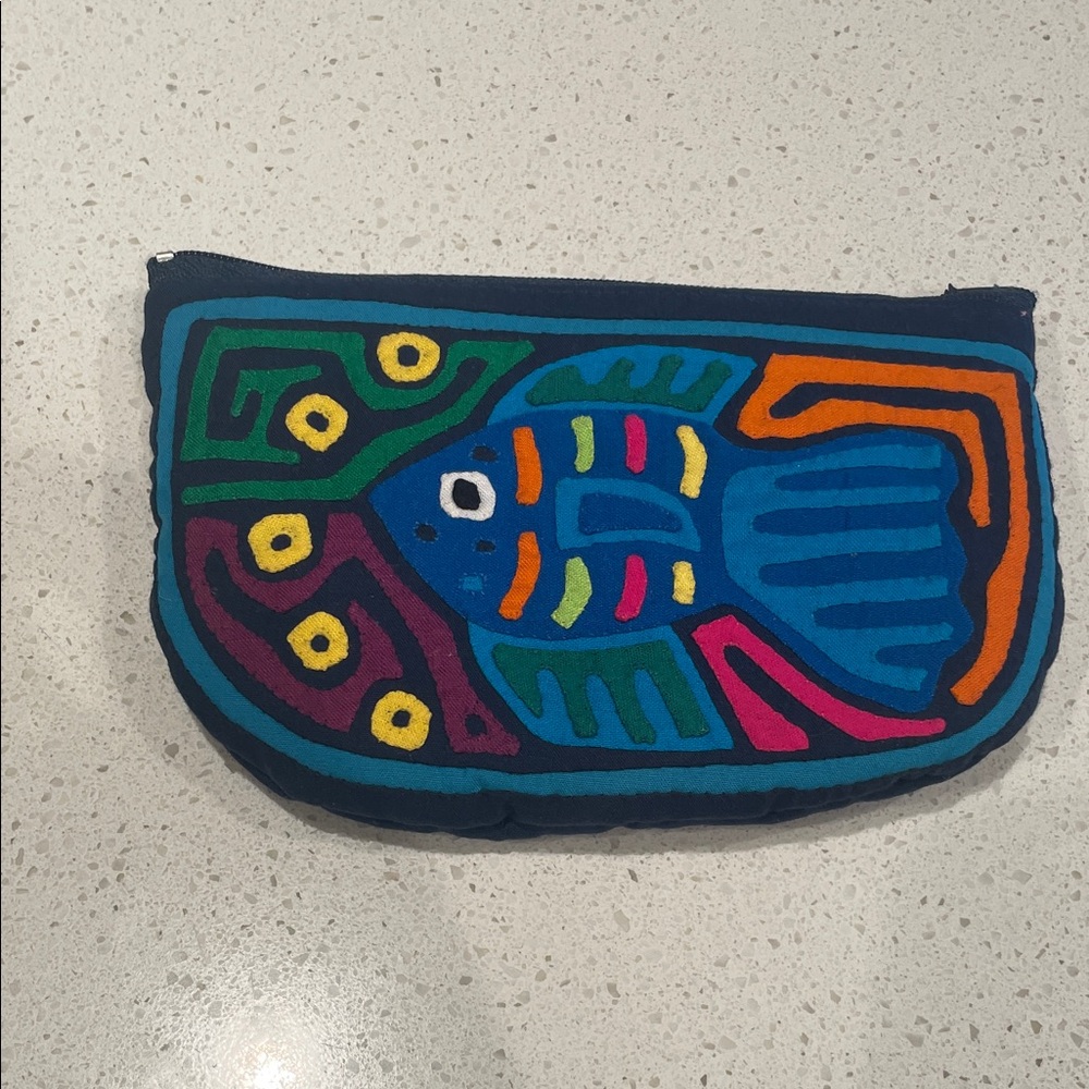 New. Hand made painted zipper pouch.